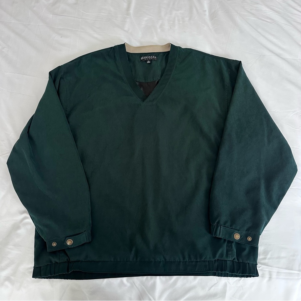 Monterey Club V‎ Neck Pullover Windbreaker Sweatshirt Golf Green Men's Large